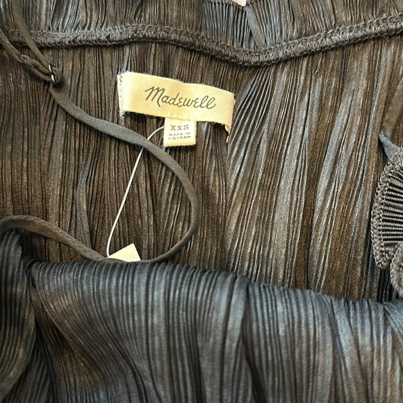NWT!! MADEWELL WOMEN'S BLACK SLEEVELES NICOLE PLEATED RUFFLE TOP TANK Sz XXS - Picture 8 of 8